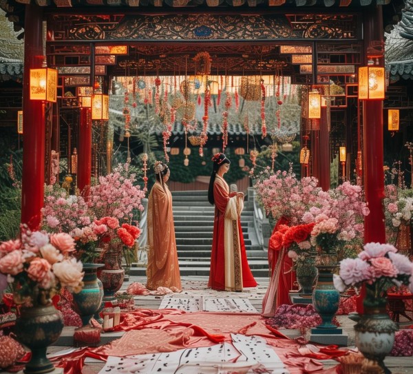 古韵婚庆之美，揭秘古代婚布置的艺术风华,古韵婚庆之美，揭秘古代婚布置的艺术风华,婚姻,象征,婚庆布置,第1张