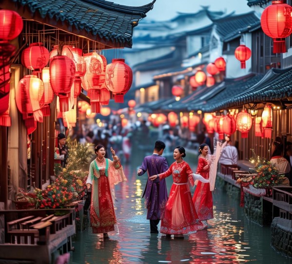 水乡婚庆盛宴，水歌韵律中的传统婚礼交响曲,水乡婚庆盛宴，水歌韵律中的传统婚礼交响曲,婚姻,第1张